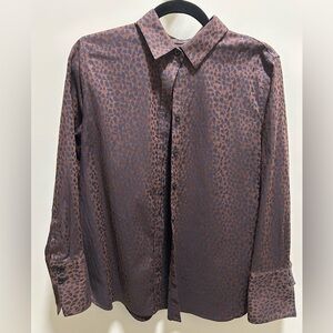 Chico's Navy and Brown Button Down Shirt